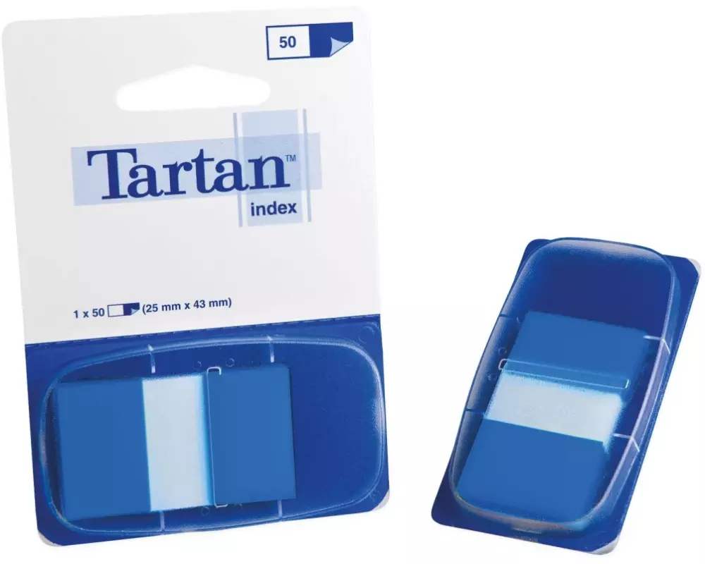 TARTAN Page Marker Index Blau, 50 Stück, 25 x 43 mm