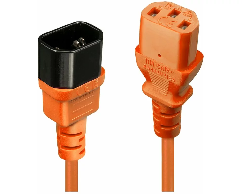 LINDY 1m IEC Extension Lead, Orange