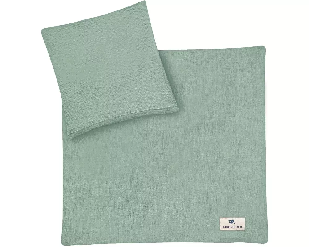 Julius Zöllner Kinderbettwäsche Musselin Grün 100 x 135 cm + 40 x 60 cm