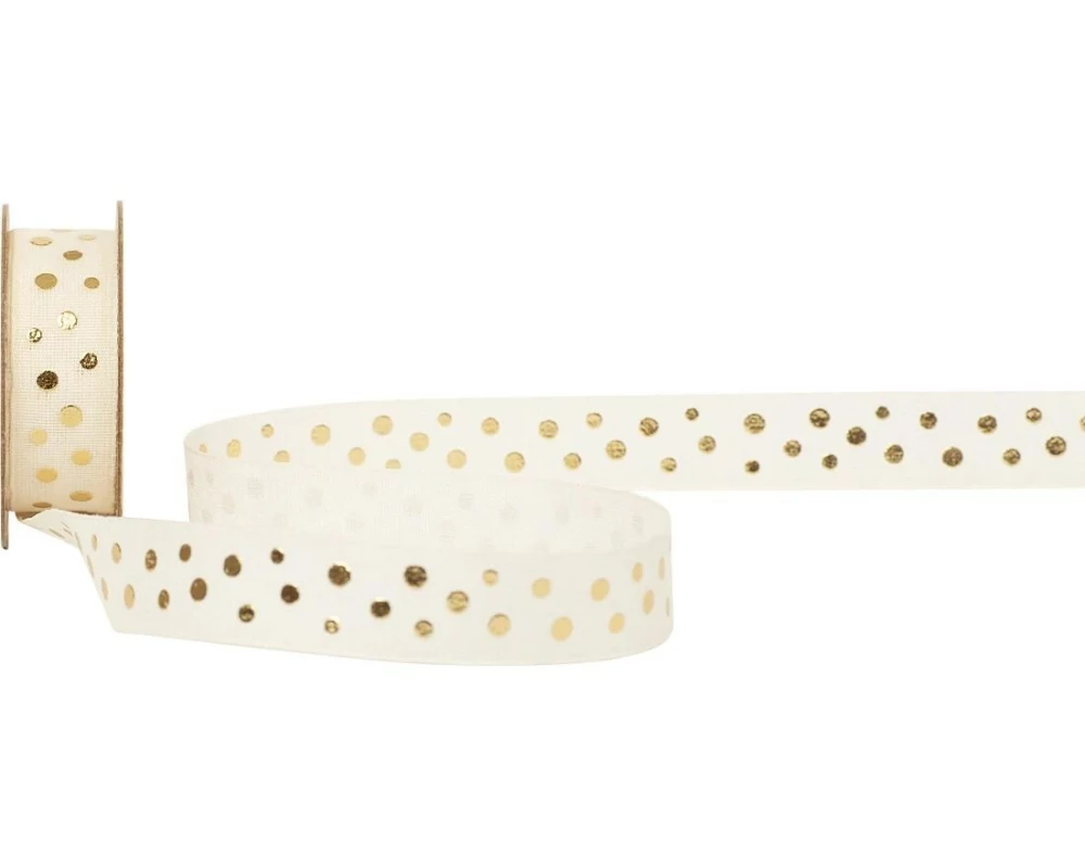 Spyk Spyk Geschenkband Golda 16 mm x 3 m, Cream/Gold