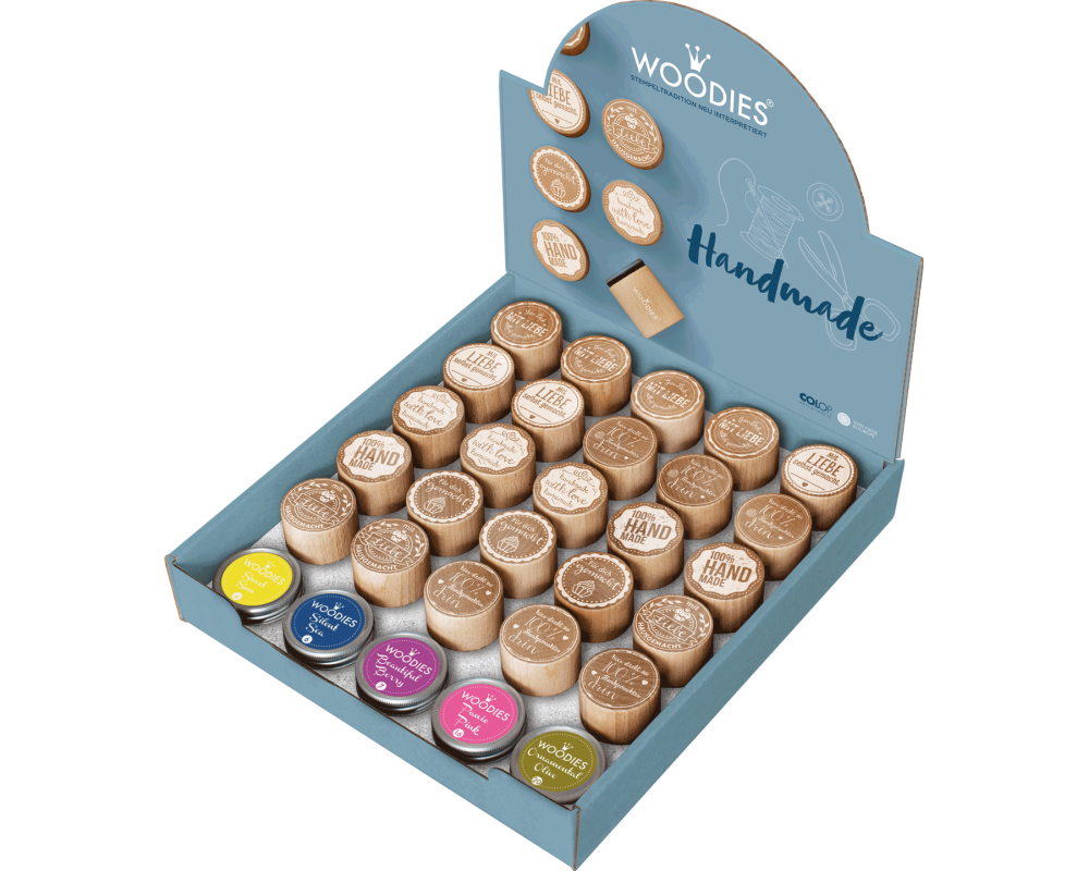 COLOP Woodies Display Handmade 151334 25 Stempel, 5 Kissen