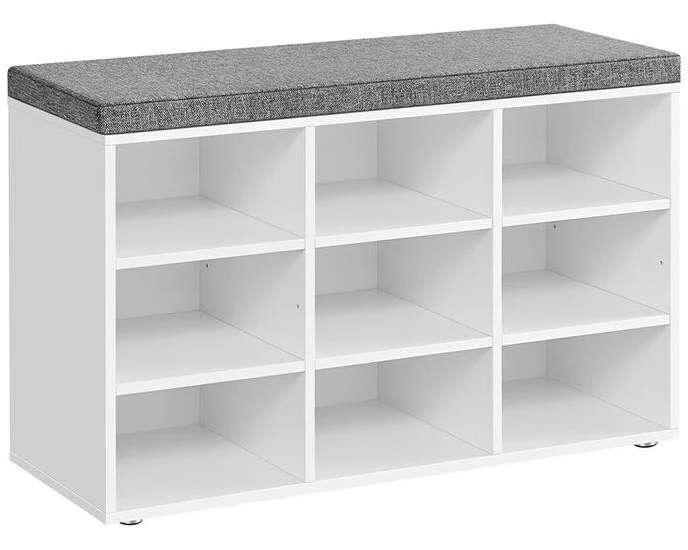 VASAGLE Schuhschrank mit Polster 78.5 x 48 cm, Grau/Weiss