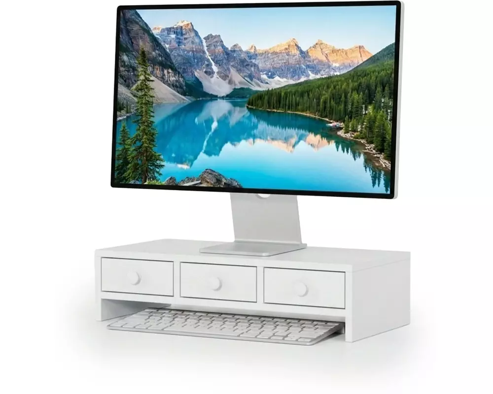relaxdays Monitorständer, Weiss, 12.5 x 51 x 24 cm