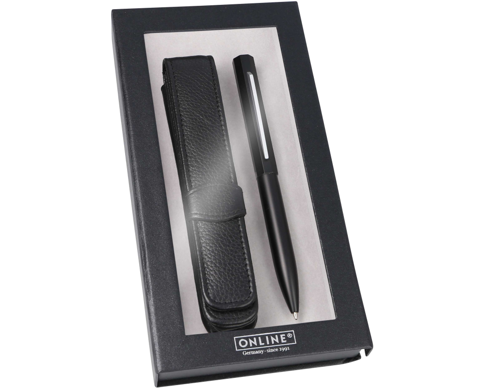 ONLINE Kugelschreiber Set Octopen 34689 schwarz, Lederetui