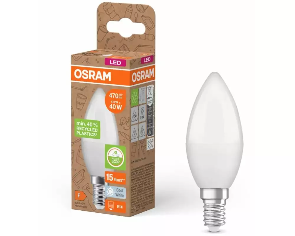 OSRAM LED PCR LAMPS WITH CLASSIC B 4.9W, E14, Neutralweiss (NW)