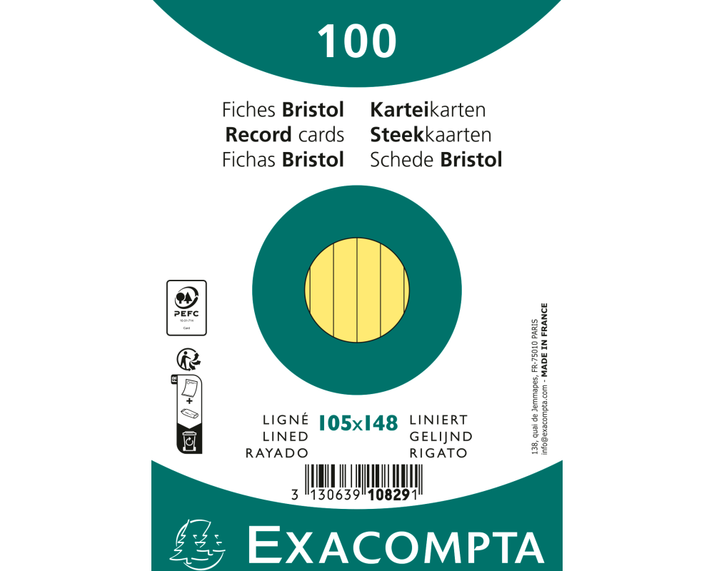 EXACOMPTA Karteikarten liniert A6 10829SE gelb 100 Stück