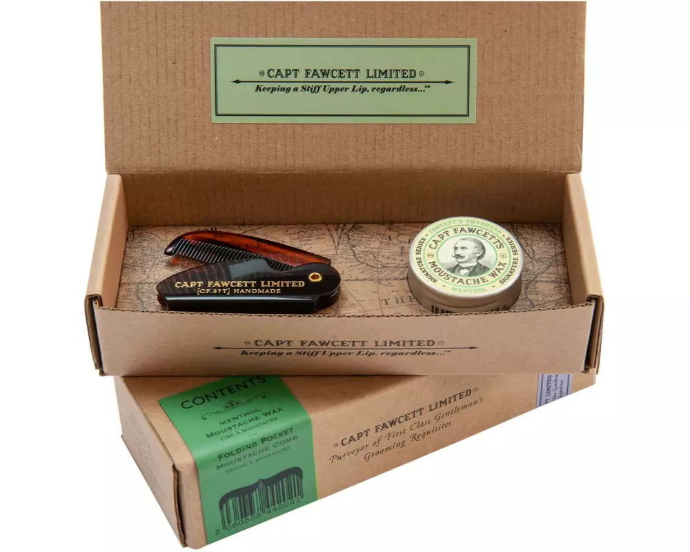 captain fawcett Bartwachs und Bartkamm Set