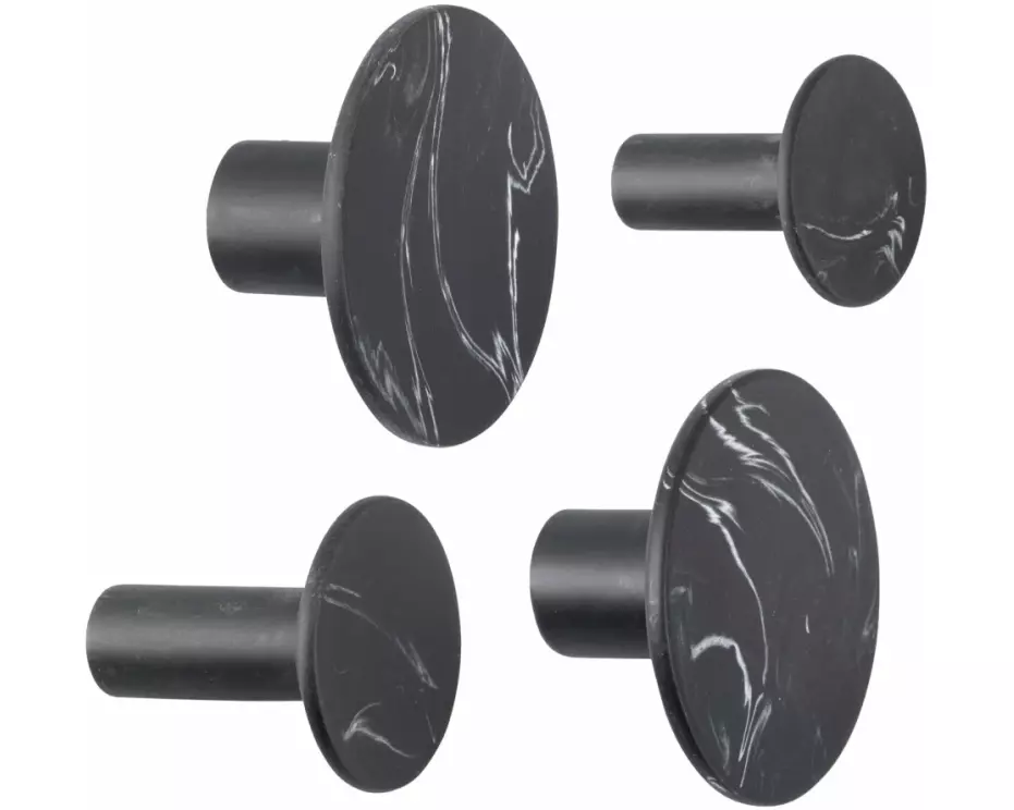 present time Wandhaken Marble 4 Stück, Schwarz