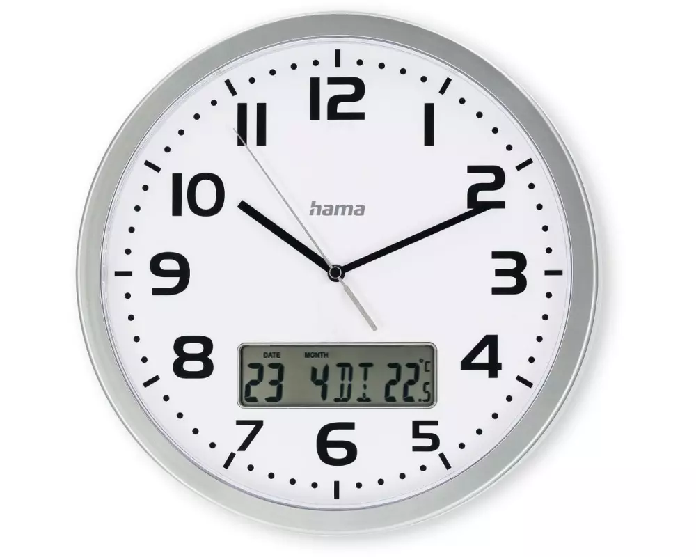 Hama Wanduhr Moorea Ø 30 cm, Silber