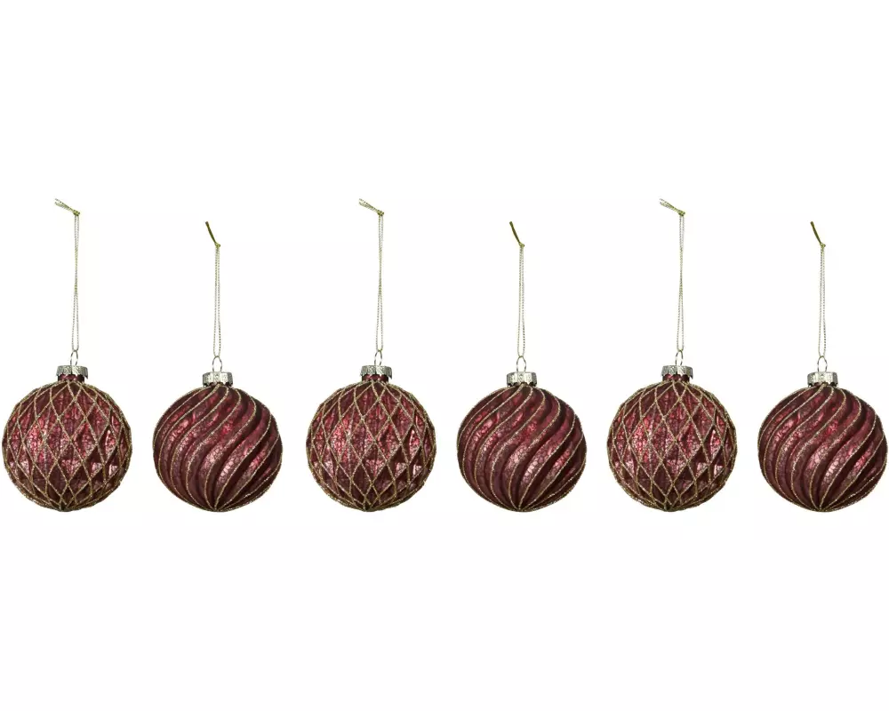 COCON Weihnachtskugeln Burgund klein, 6 Stück