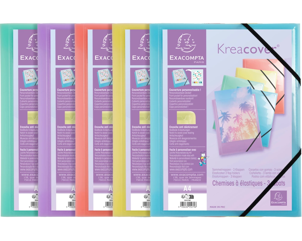 EXACOMPTA Gummibandmappe Aquarel A4 55279E PP ass.