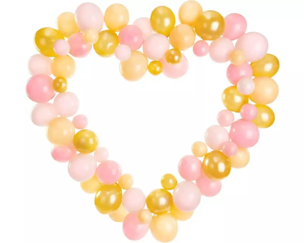 Partydeco Luftballon Herz Gold/Rosa, 166 x 160 cm, 68 Ballons