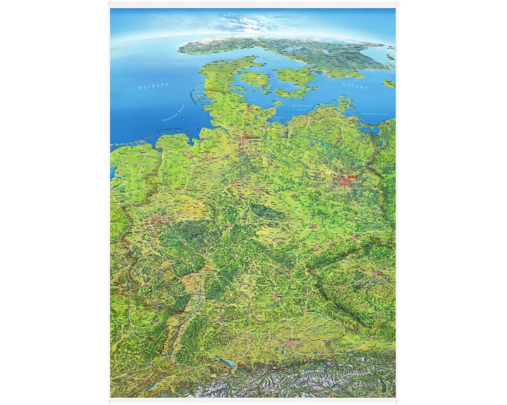 Panoramakarte Deutschland Poster einseitig laminiert