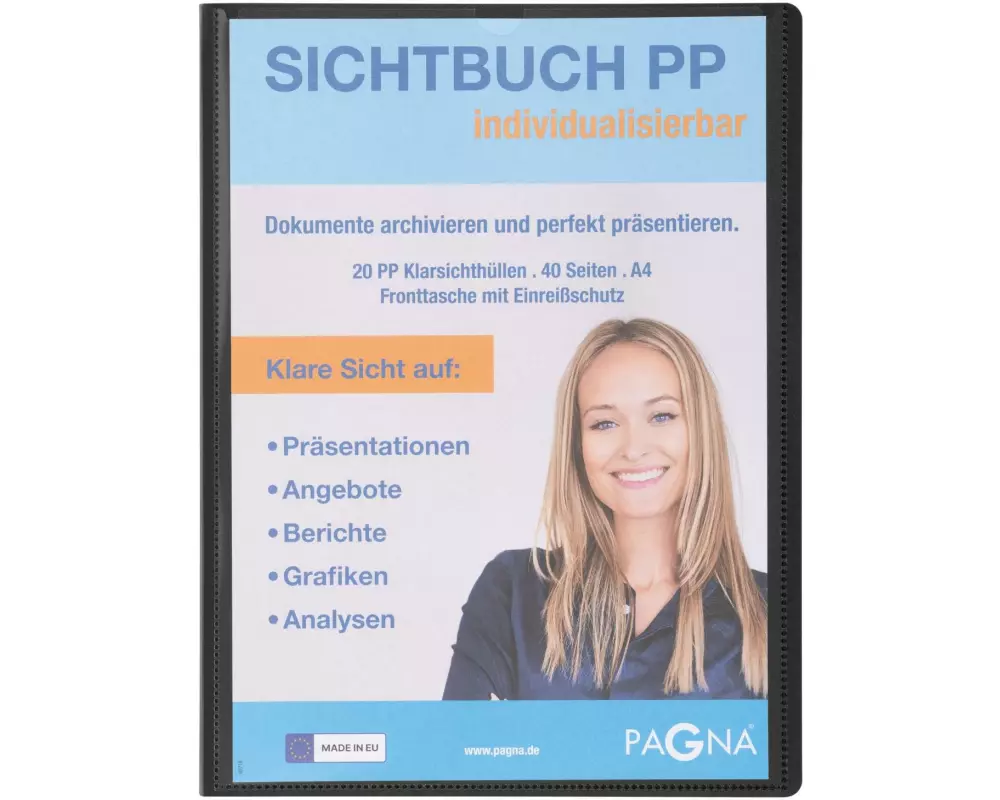 Pagna Sichtbuch mit Fronttasche, Office A4 Schwarz