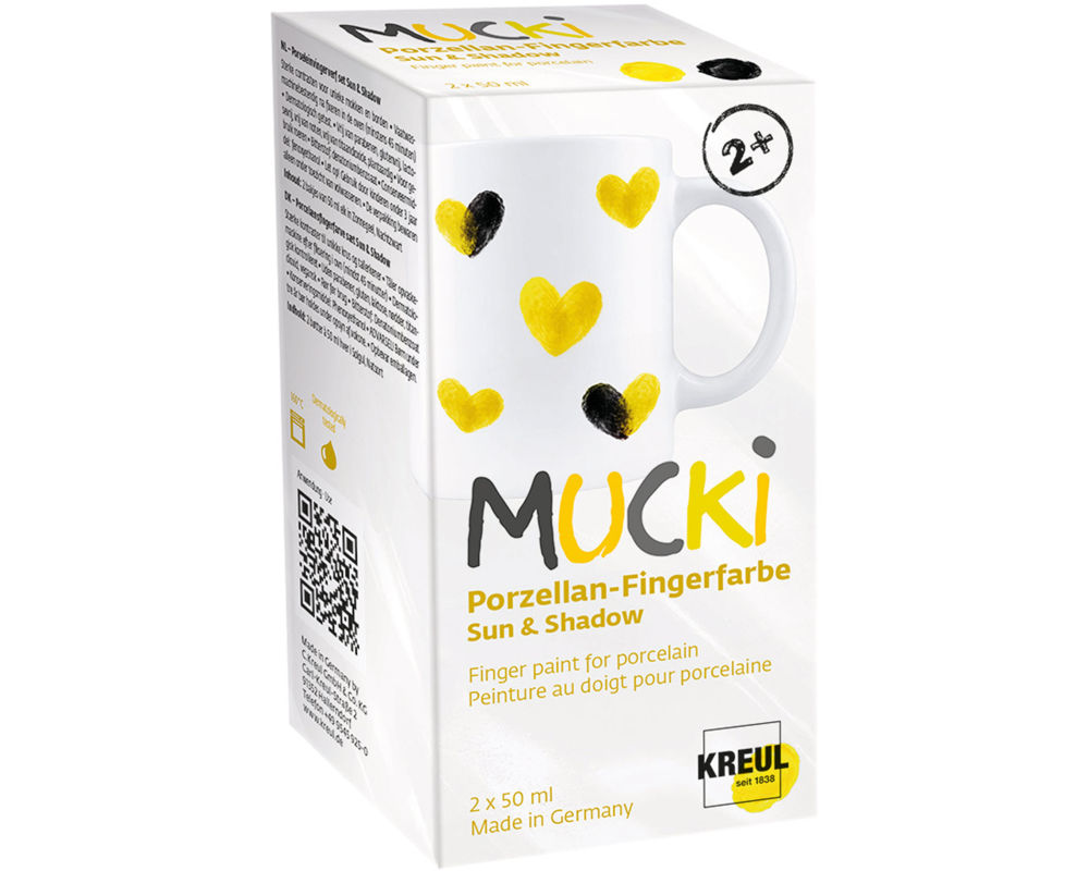 KREUL Porzellan-Fingerfarbe Mucki KR-26325 Sun & Shadow 2x50ml