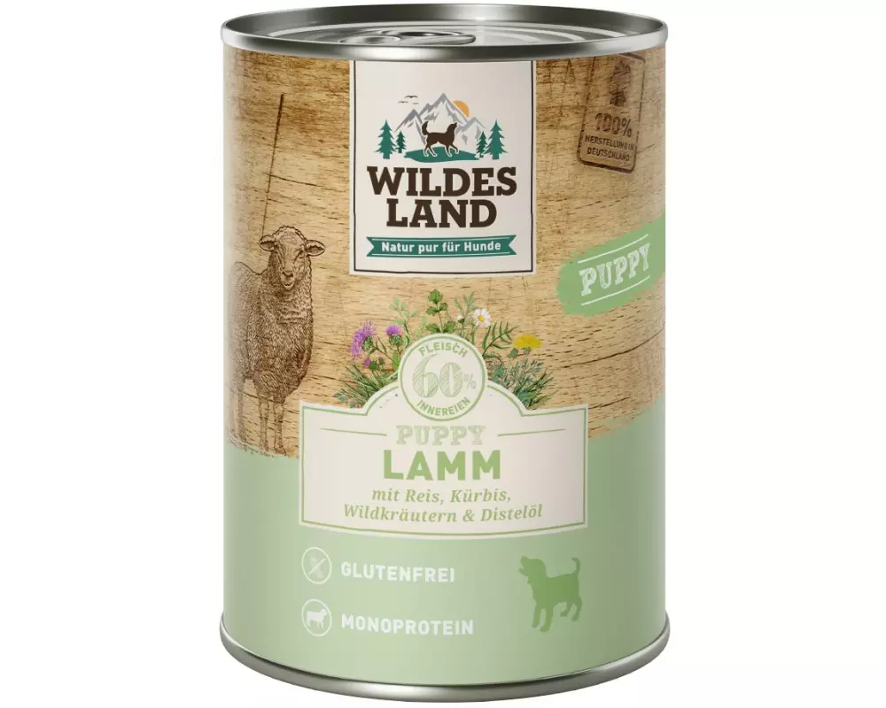 Wildes Land Nassfutter Puppy Lamm & Kürbis & Reis 6 x 400 g