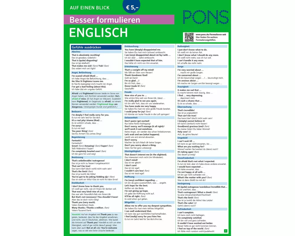 PONS Besser formulieren auf einen Blick Englisch