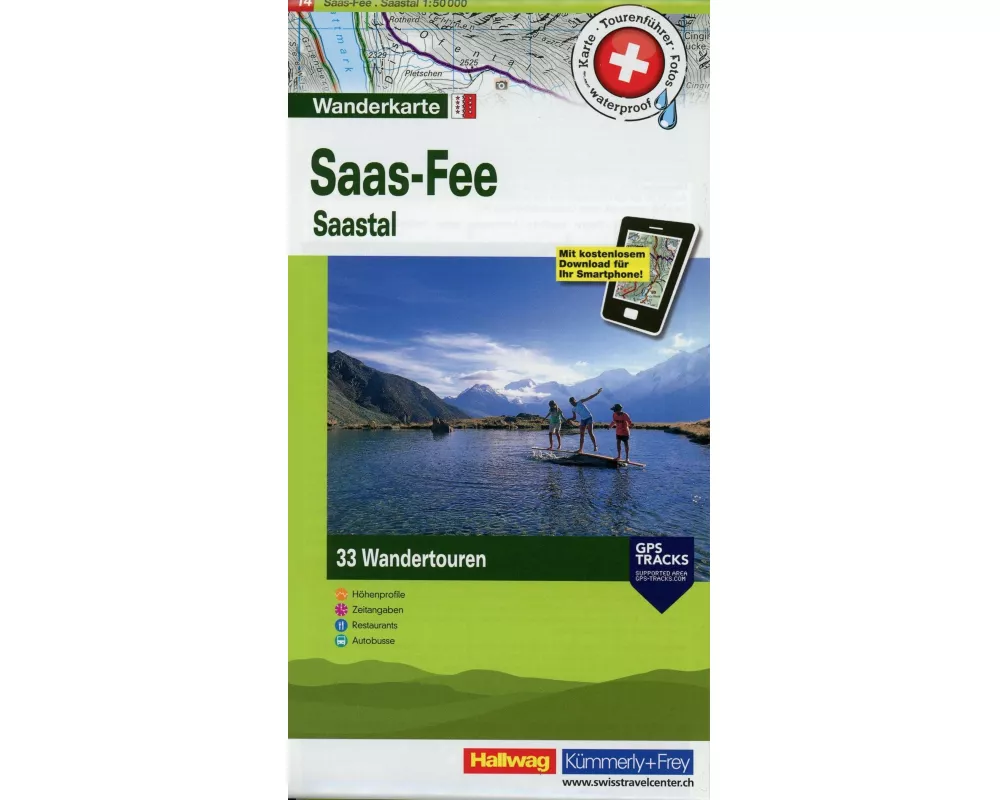 Kümmerly+Frey Wandertourenkarte 14 Saas-Fee 1:50.000