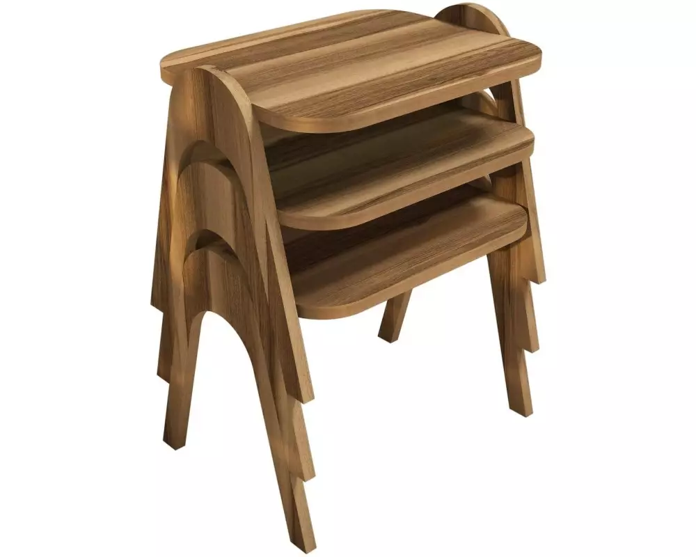 Woody Fashion Couchtisch Paris 3 Stück, Walnuss