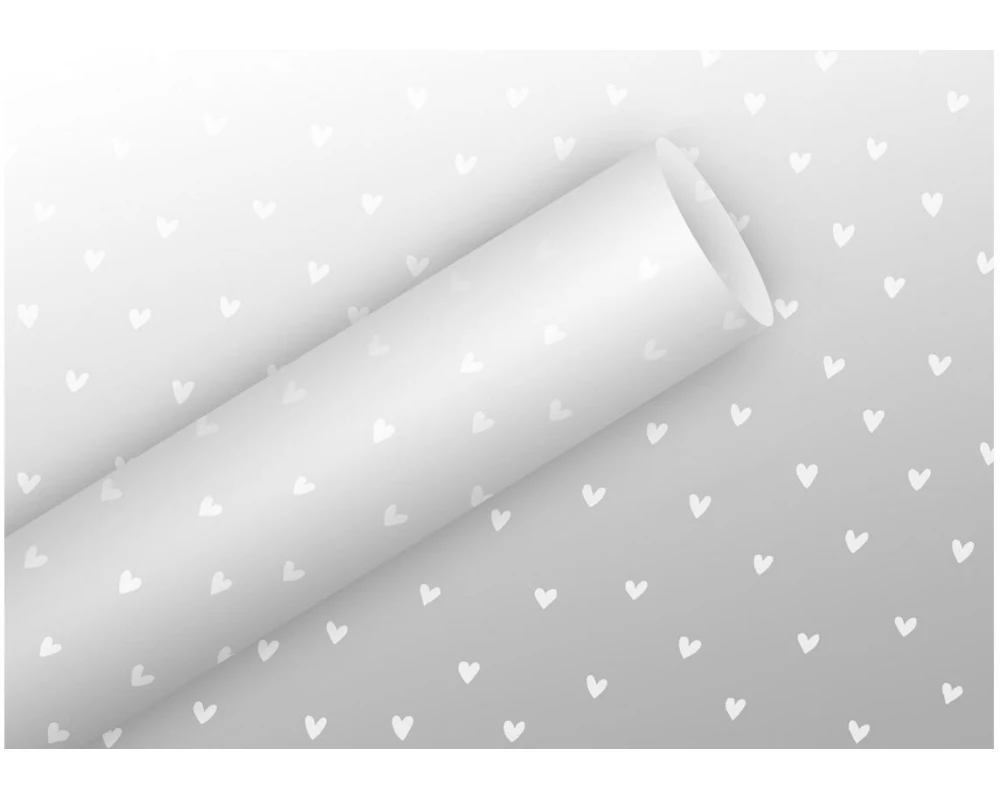 Braun + Company Geschenkfolie Herzen, Weiss, 2.5 m x 70 cm