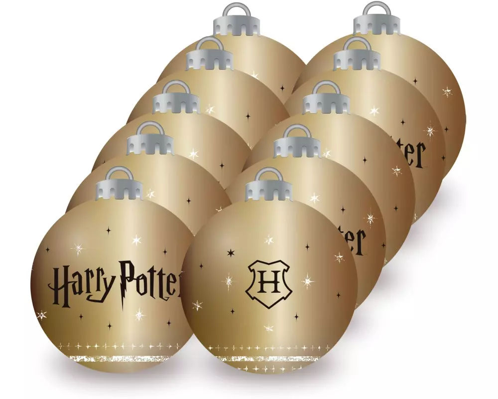 Arditex Weihnachtskugel 10 Stück, Ø 6 cm, Gold, Harry Potter