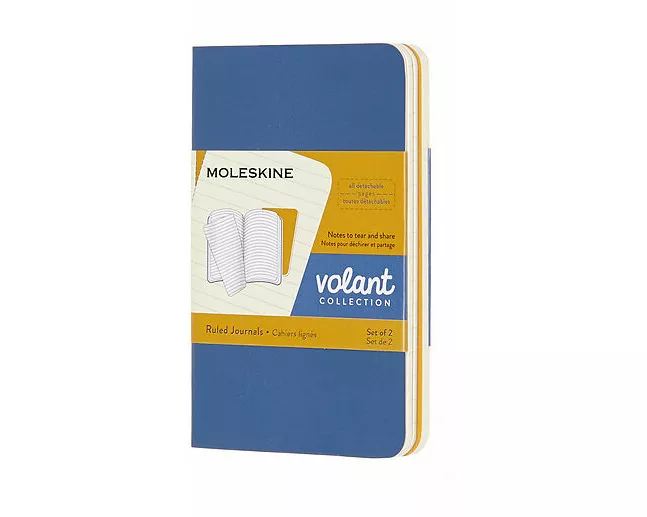 Moleskine Volant XS, 2x Set, Ruled, Soft Cover, Forget-Me-Not Blue, Amber Yellow