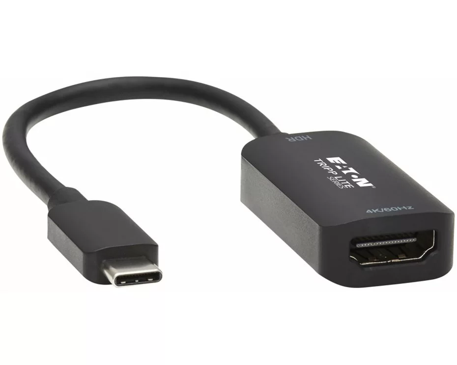 EATON TRIPPLITE USB-C to HDMI, Active, Adapter, Cable, M/F, 4K, 60, HDR, 4:4:4, DP, 1.4, Alt, Mode, HDCP, 2.2, Black, 6inch, 15.2cm