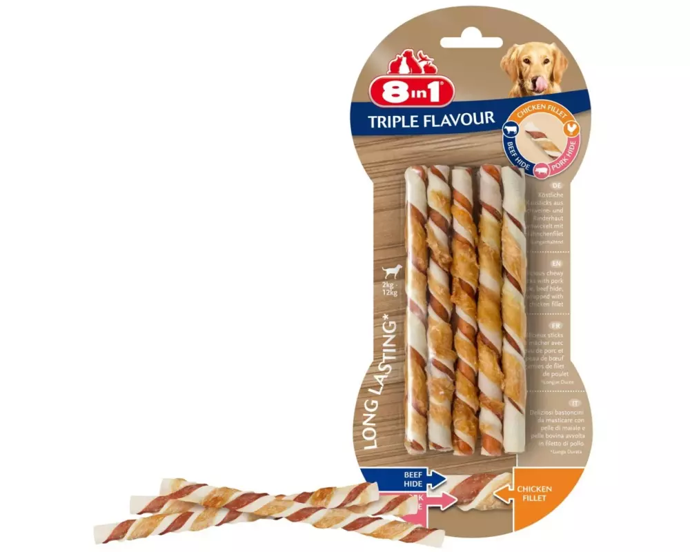 8in1 Kausnack Triple Flavour Sticks, 10 Stk., 70 g