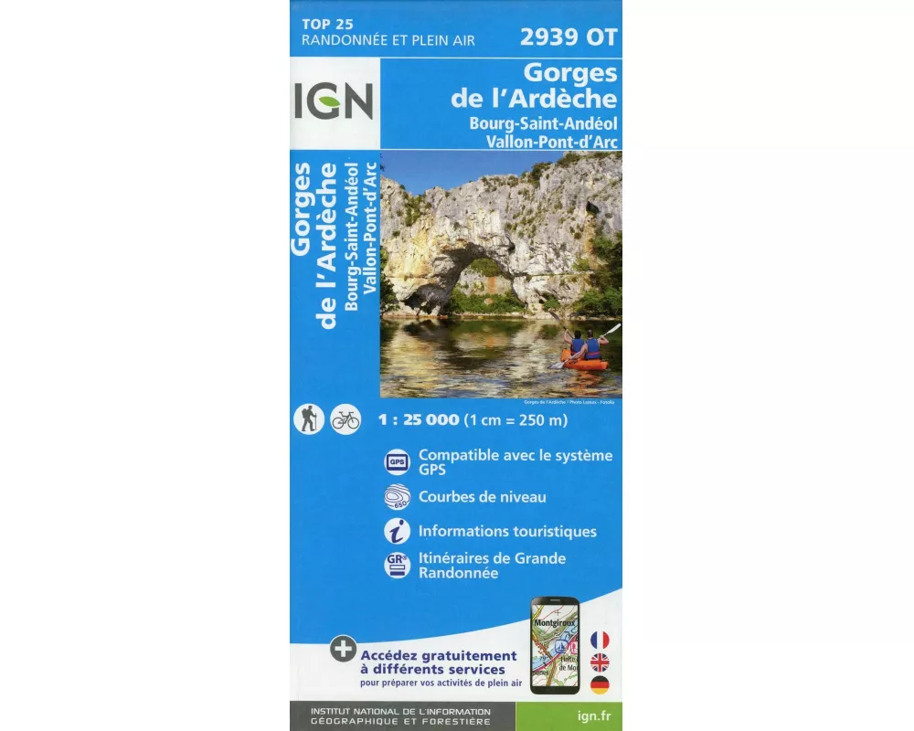 Gorges de l'Ardêche.Bourg-Saint-Andéol.Vallon-Pont-d'Arc 1:25 000