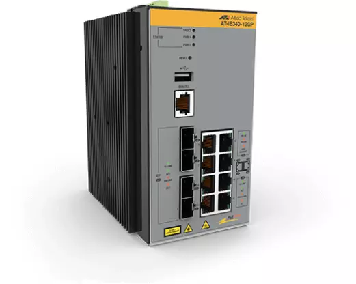 Allied Telesis AT-IE340-12GP-80 Managed L3 Gigabit Ethernet (10/100/1000) Energie Über Ethernet (PoE) Unterstützung Grau