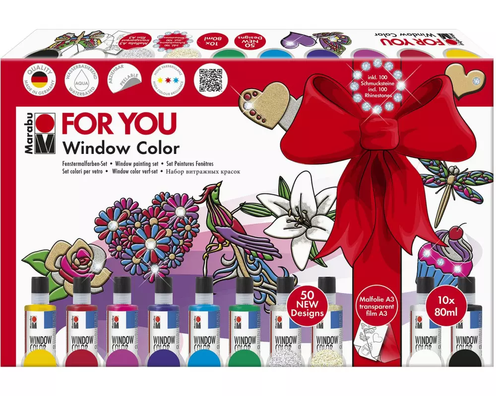 Marabu Fensterfarbe Window Color Fun & Fancy Geschenkset 10 x 80 ml
