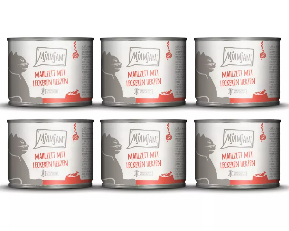 Mjamjam Nassfutter Dose Mahlzeit mit Herzen, 6 x 200 g