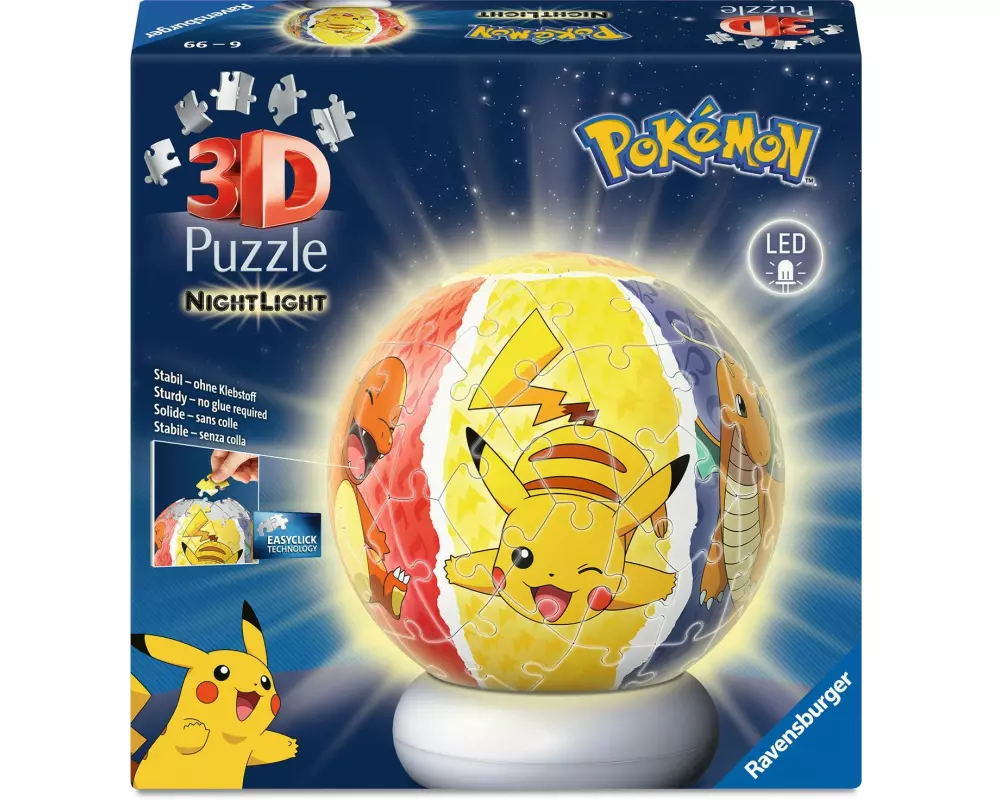 Ravensburger 3D Puzzle Ball Pokémon Nachtlicht 72 Teile