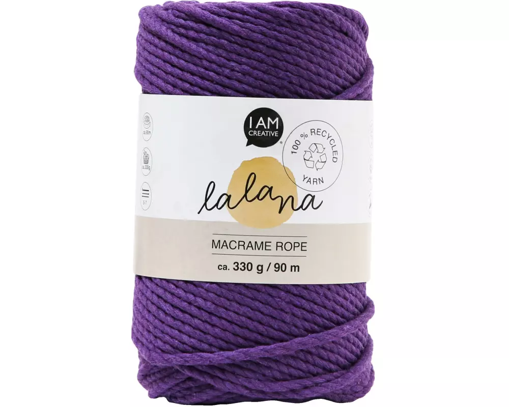lalana Wolle Makramee Rope 3 mm, 330 g, Violett