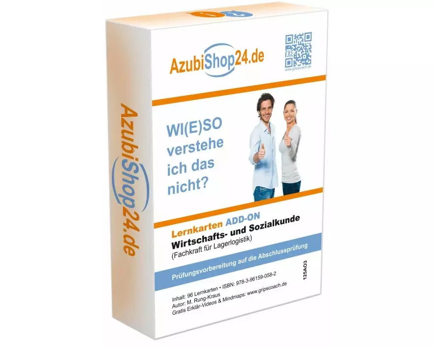 AzubiShop24.de Prüfungsvorbereitung WISO Prüfung WISO Wirtschafts- und Sozialkunde Fachkraft für Lagerlogistik Lernkarten Wiso Prüfungswissen