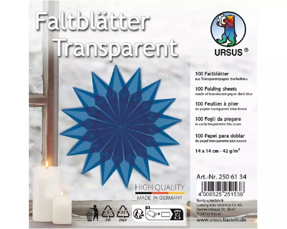 URSUS Faltblätter Origami 14 x 14 cm, 42 g/m², 100 Blatt