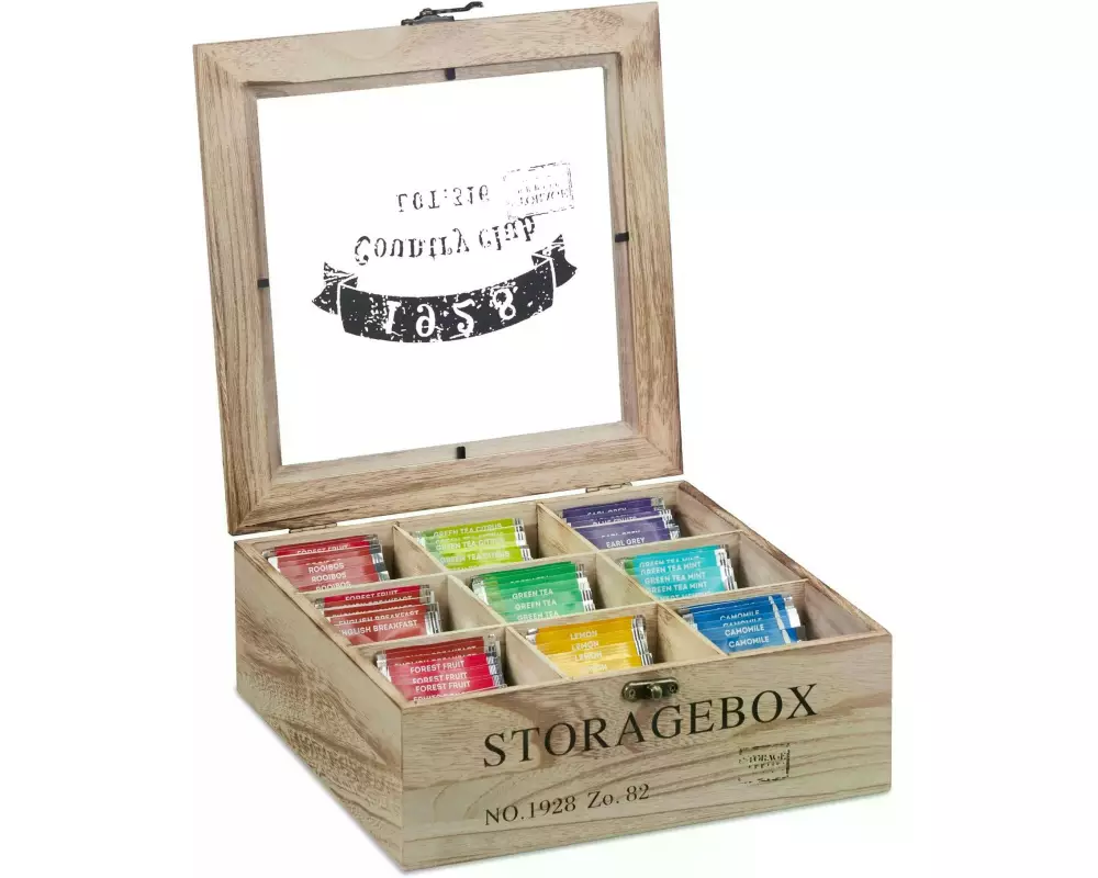 relaxdays Teebeutel-Box Braun