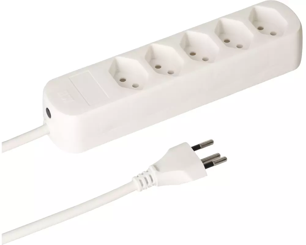 Max Hauri Steckdosenleiste Basic-Line 5x T13 Weiss, 1.5 Meter