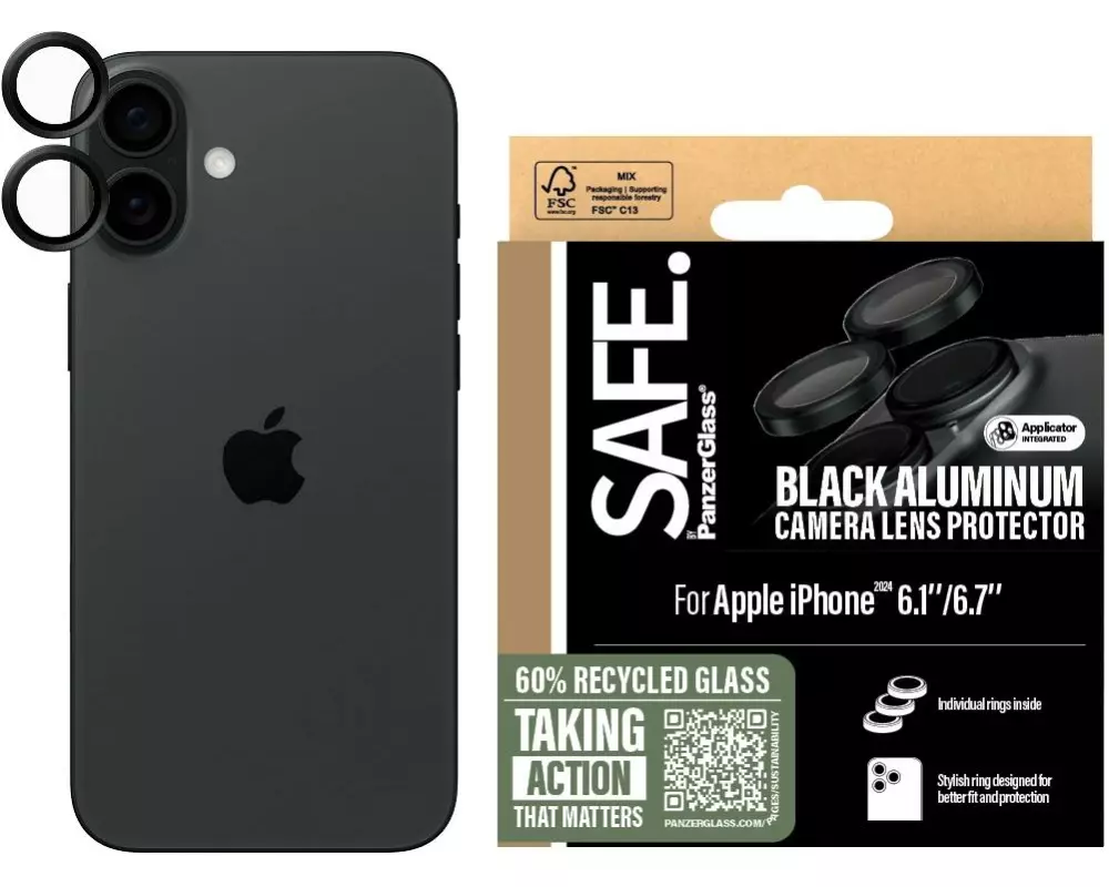 SAFE. Lens Protector iPhone 16 / 16 Plus Schwarz
