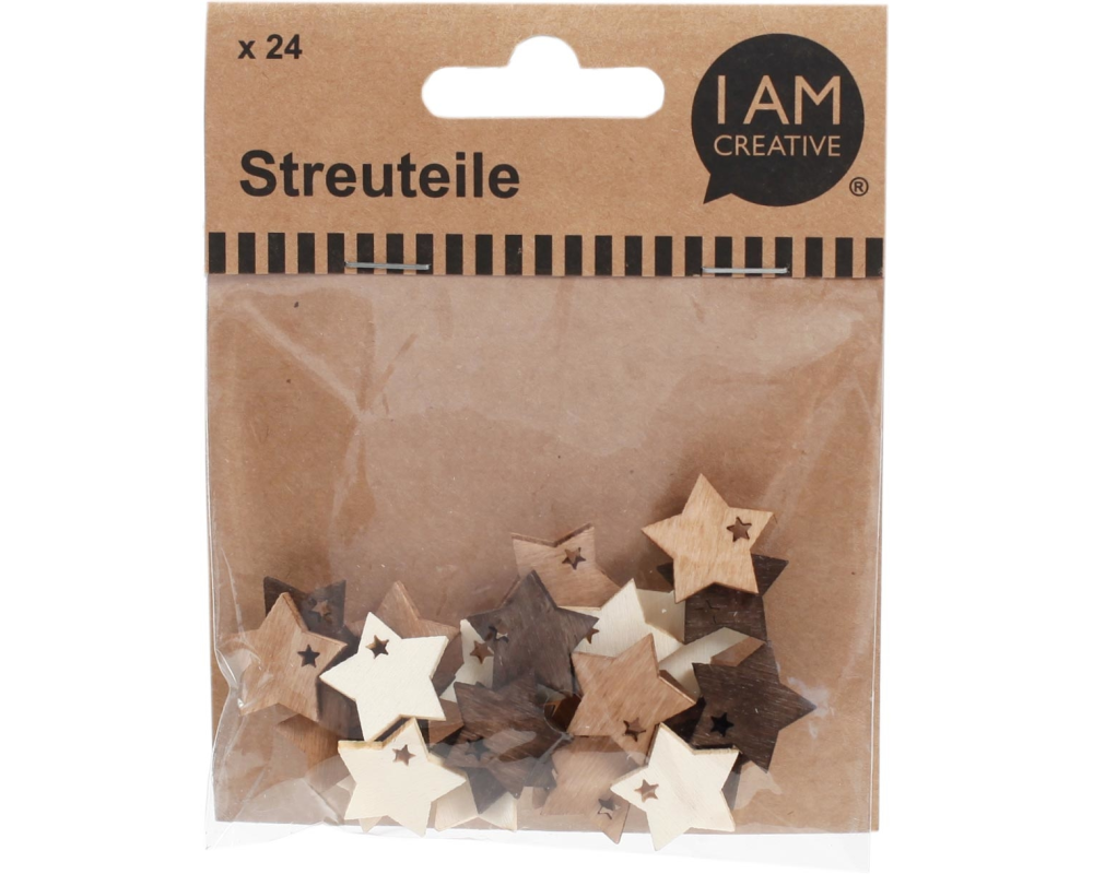 I AM CREATIVE Streuteile Stern 2cm MAA4501.28 naturmix 24 Stück
