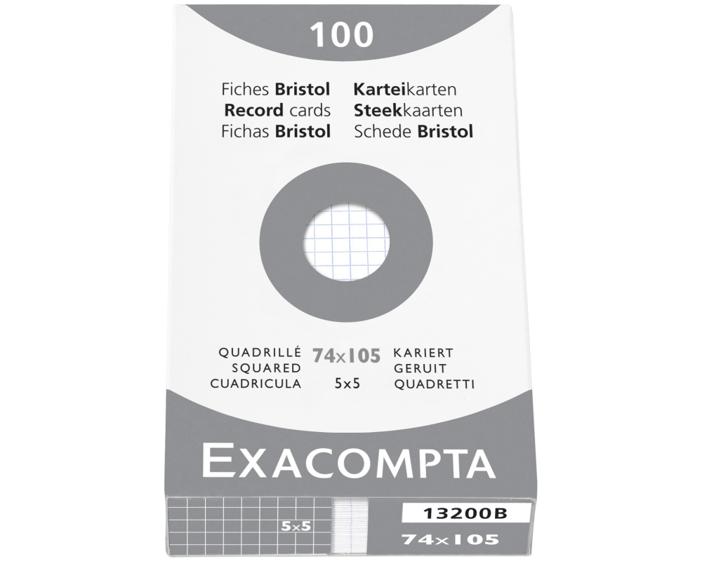 EXACOMPTA Karteikarten kariert 5mm A7 13200B weiss 100 Stück