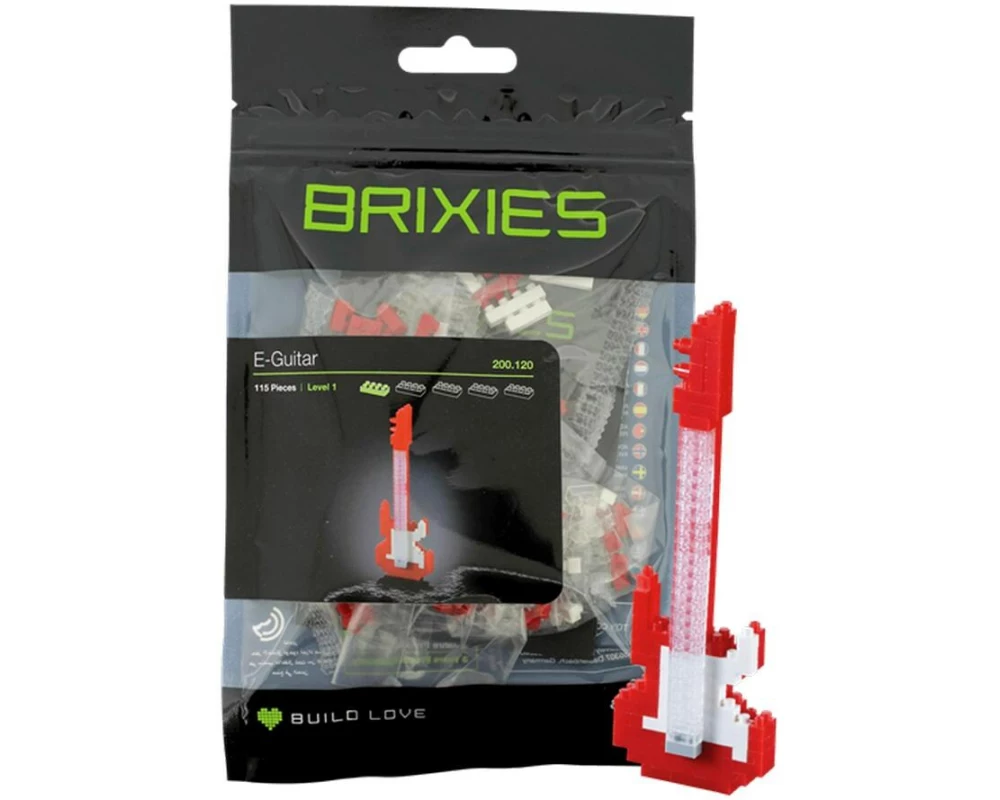 BRIXIES Bausteinmodell E-Gitarre Rot aus 115 Bausteinen