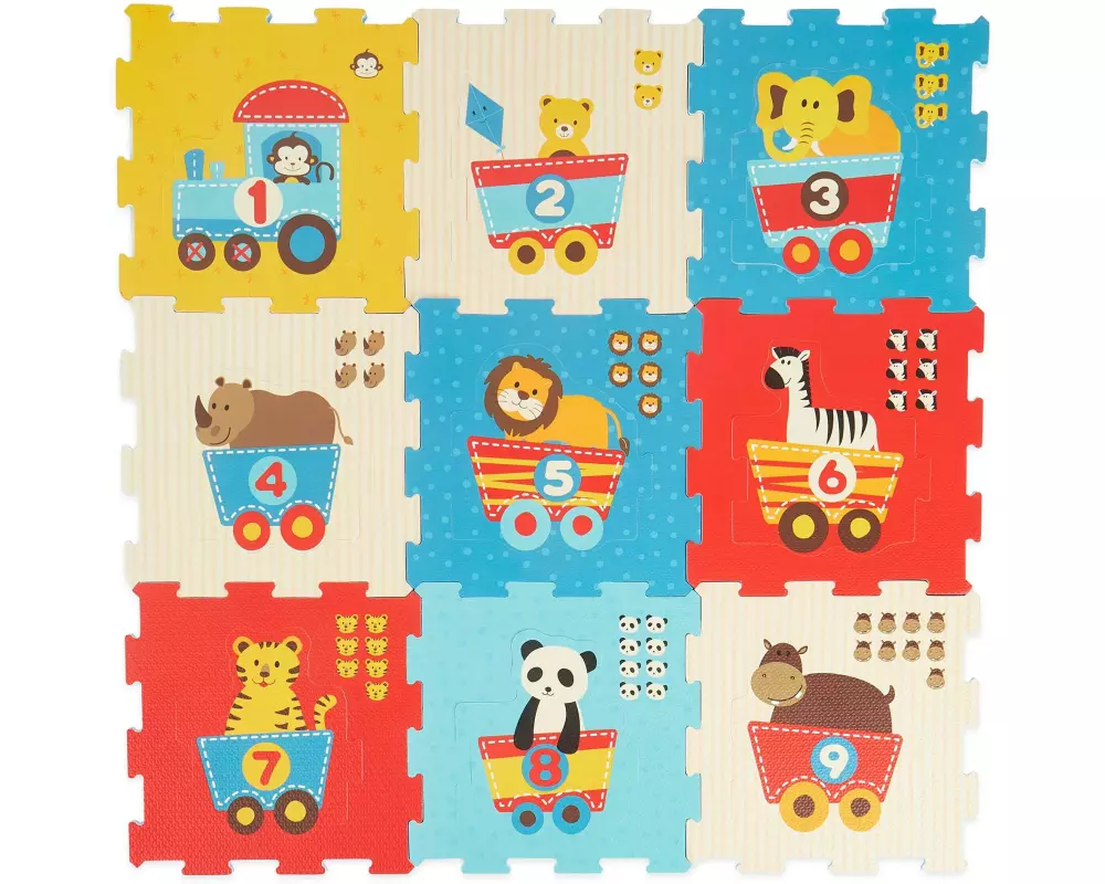 bieco Puzzlematte Tiermotiv, Zug Mehrfarbig, 18-teilig