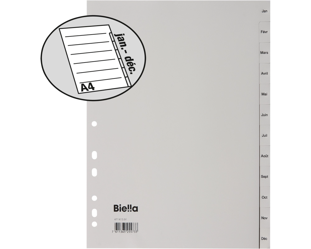BIELLA Register PP A4 47141391U grau Jan-Déc FR