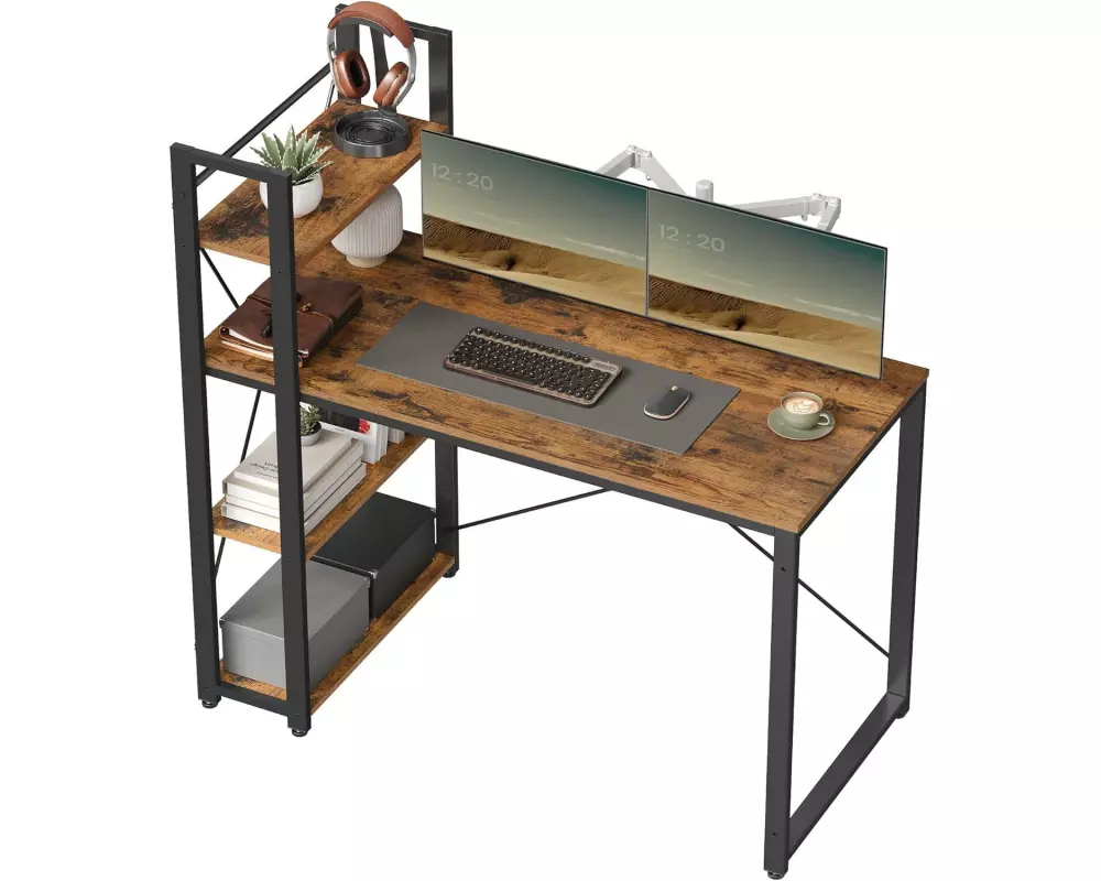 VASAGLE Tisch mit Platte Braun/Schwarz 120 x 60 cm