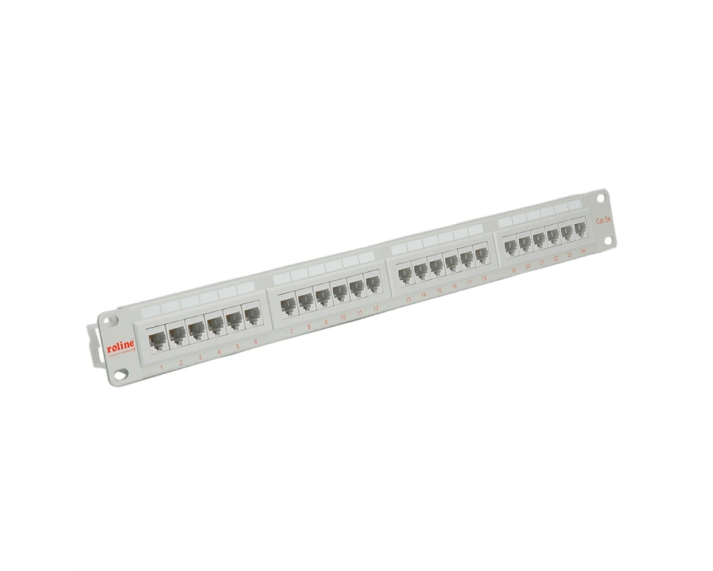 ROLINE Cat.5e (Class D) 19-Zoll-Patchpanel, 24 Ports, UTP, grau