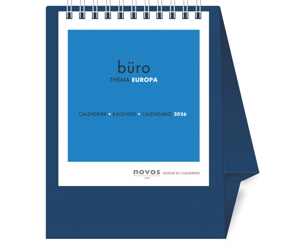 NOVOS Tischkalender Europa 2026 500046 1M/1S dunkelblau ML 11.5x14cm