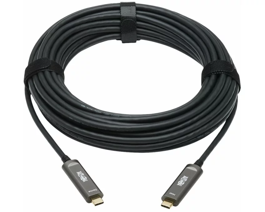 EATON TRIPPLITE USB-C, AOC, Cable, M/M, USB, 3.2, Gen, 2, 10, Gbps, Plenum-Rated, Fiber, Active, Optical, Cable, Black, 15m