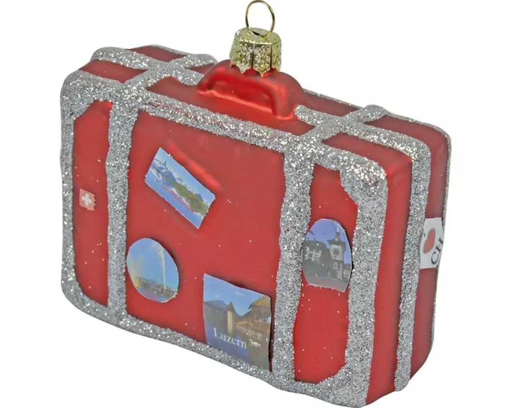 creanorm Weihnachtskugel Reisekoffer Rot/Silber