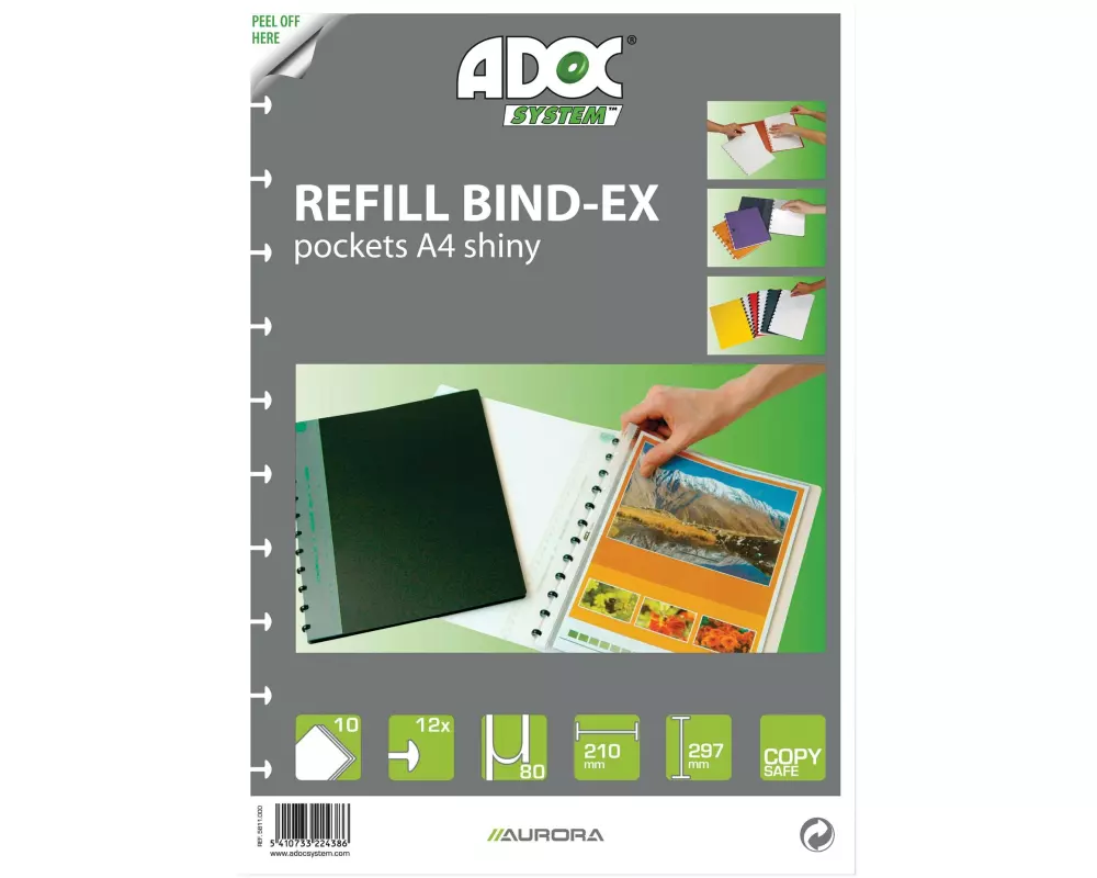 Adoc Sichtbuch Ersatztaschen A4, 10 Stück, Transparent-glanz